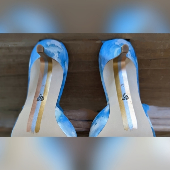 Sam Edelman Janessa Blue Floral Kitten Heels, Sz 6 - Picture 7 of 10